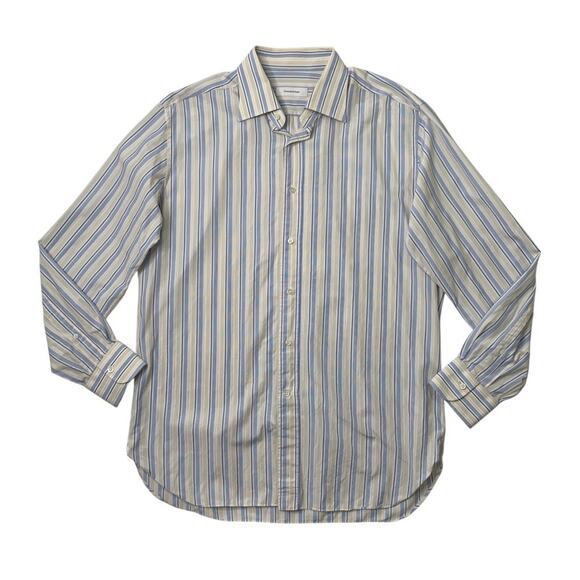 Ermenegildo Zegna Shirt Mens 16.5 Multi Cotton Rossini Regular Striped Dress - Picture 1 of 9
